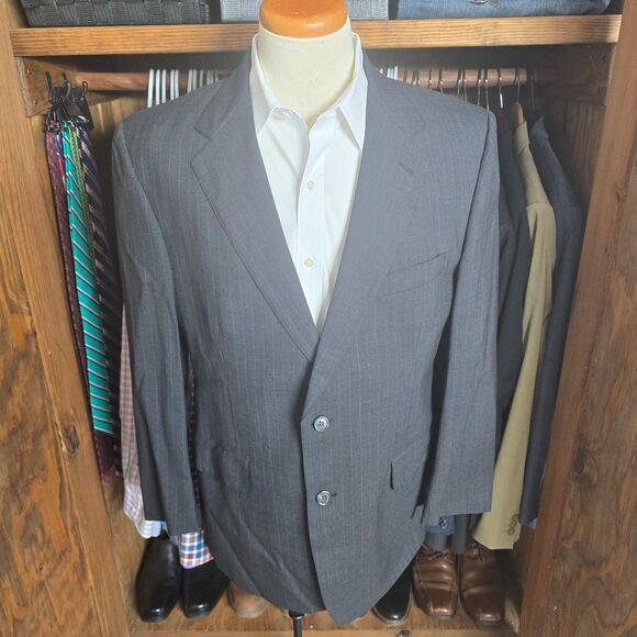 Brooks Brothers Brooksease Gray Pinstripe Wool Sport Coat 42R